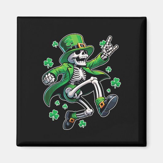 Skelet Leprechaun St. Patrick's Day Magneet (Voorkant)