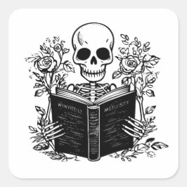 Skelet lezen romance boek vierkante sticker