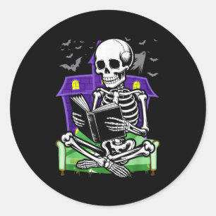 Skelet Lezers Boekliefhebbers Boekenwurmen Lezers Ronde Sticker