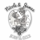 Skelet Liefde Paar Huwelijk Dans Bruiloft Sticker (Voorkant)