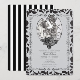 Skelet Liefdes Koppel Huwelijk Dans Bruidsfeest Kaart