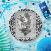 Skelet Liefdes Koppel Huwelijk Dans Gotische Trouw Papieren Bordje (Feest)