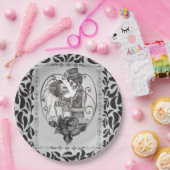 Skelet Liefdes Koppel Huwelijk Dans Gotische Trouw Papieren Bordje (Feest)