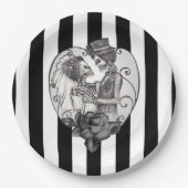 Skelet Liefdes Koppel Huwelijksdans Gotische Trouw Papieren Bordje (Voorkant)