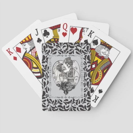 Skelet Liefdes Koppel Huwelijksdans Pokerkaarten (Achterkant)