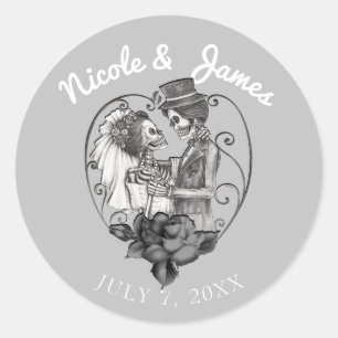 Skelet Liefdes Koppel Huwelijksdans Trouwdag Ronde Sticker