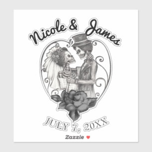 Skelet Liefdes Koppel Huwelijksdans Trouwdag Sticker