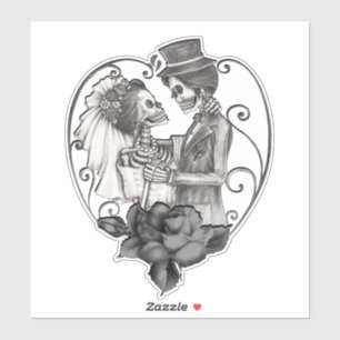 Skelet Liefdes Koppel Huwelijksdans Trouwdag Sticker