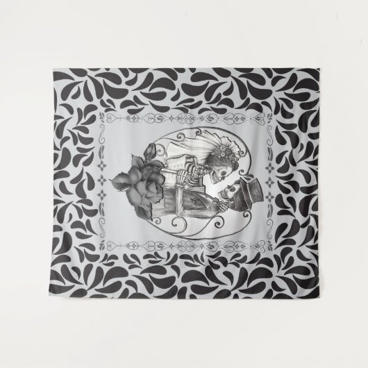 Skelet Liefdes Koppel Huwelijksdans Wandkleed (Voorkant (horizontaal))