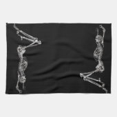 Skelet Liggend Zwart  Halloween Theedoek (Horizontaal)