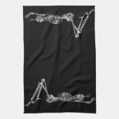 Skelet Liggend Zwart  Halloween Theedoek (Verticaal)
