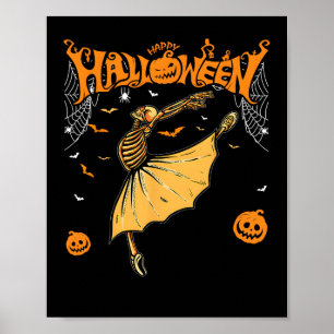 Skelet Llerinas Llet Dance Schattige Halloween Kos Poster