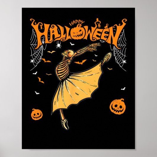 Skelet Llerinas Llet Dance Schattige Halloween Kos Poster (Voorkant)