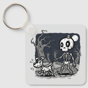 Skelet Lopende Hond Halloween Kunst Sleutelhanger