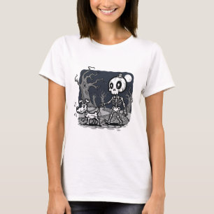 Skelet Lopende Hond Halloween Kunst T-shirt