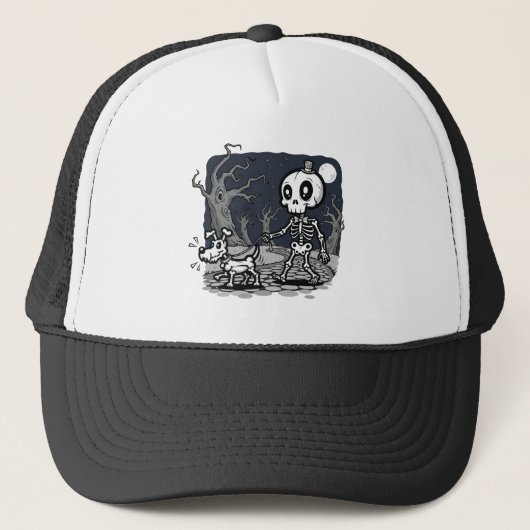 Skelet Lopende Hond Halloween Kunst Trucker Pet (Voorkant)