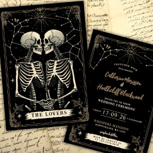 Skelet Love Stars Tarot bruiloft uitnodiging