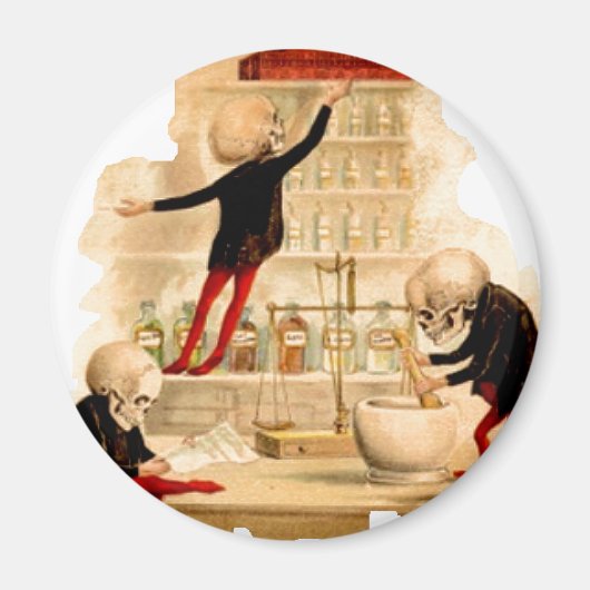 Skelet Mad Scientists Skull Halloween Party Deco Magneet (Voorkant)