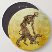 skelet man en hond menselijke anatomie kunst , maa ronde button 6,0 cm (Voorkant /achterkant)
