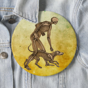 skelet man en hond menselijke anatomie kunst , maa ronde button 6,0 cm