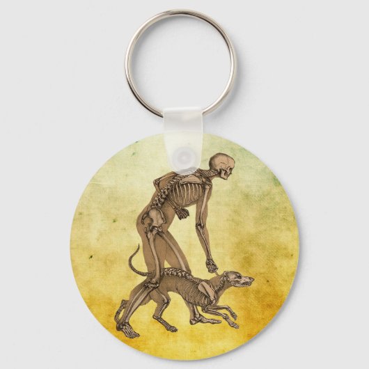 skelet man en hond menselijke anatomie kunst sleutelhanger (Voorkant)