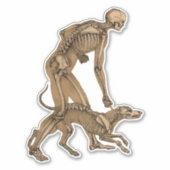 skelet man en hond menselijke anatomie kunst sticker (Voorkant)