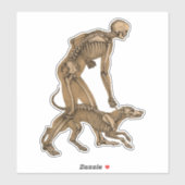 skelet man en hond menselijke anatomie kunst sticker (Vel)