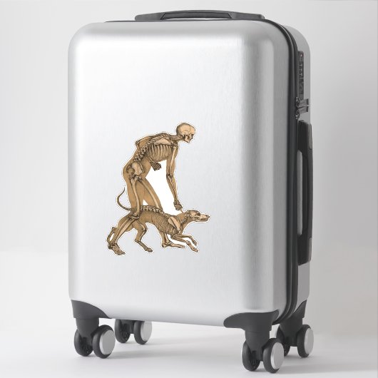 skelet man en hond menselijke anatomie kunst sticker (Koffer)
