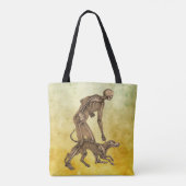 skelet man en hond menselijke anatomie kunst tote bag (Achterkant)
