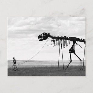 Skelet man wandelend skelet dinosaurus, SD Briefkaart