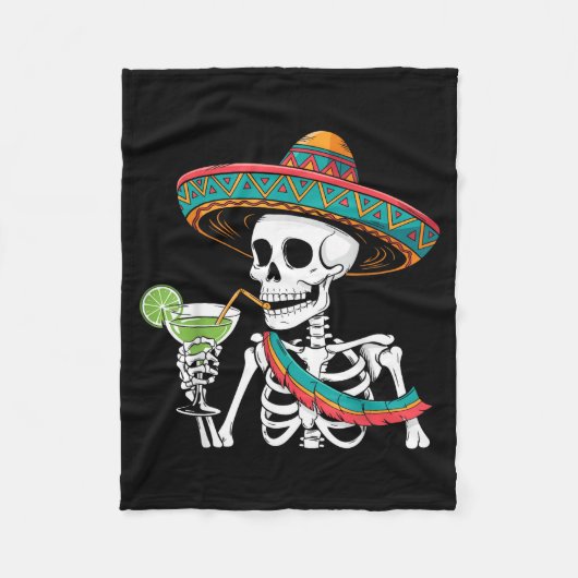 Skelet margarita cinco de mayo fleece deken (Voorkant)