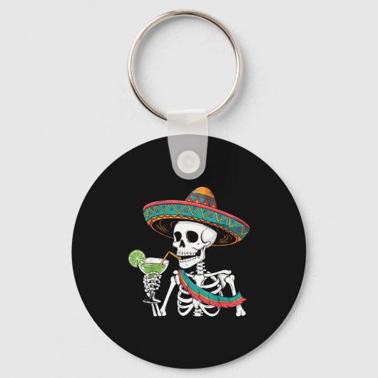 Skelet margarita cinco de mayo sleutelhanger (Voorkant)