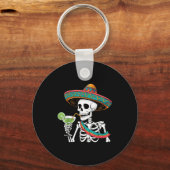 Skelet margarita cinco de mayo sleutelhanger (Voorkant)