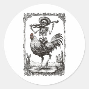 Skelet Mariachi Bynd Haan Mexico Fiesta Cinco Ronde Sticker