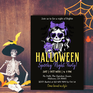 Skelet Meisje Halloween Spokerige Nacht Feest Paar Kaart