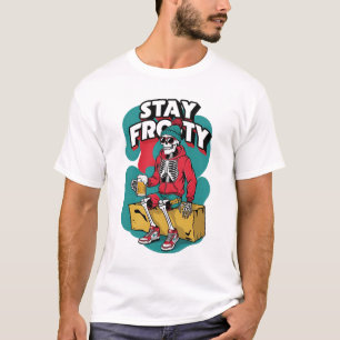 Skelet met bier t-shirt