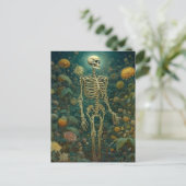 Skelet Met Bloemen Briefkaart (Staand voorkant)