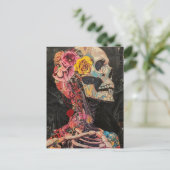 Skelet met bloemen briefkaart (Staand voorkant)