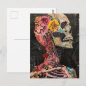 Skelet met bloemen briefkaart (Voorkant / Achterkant)