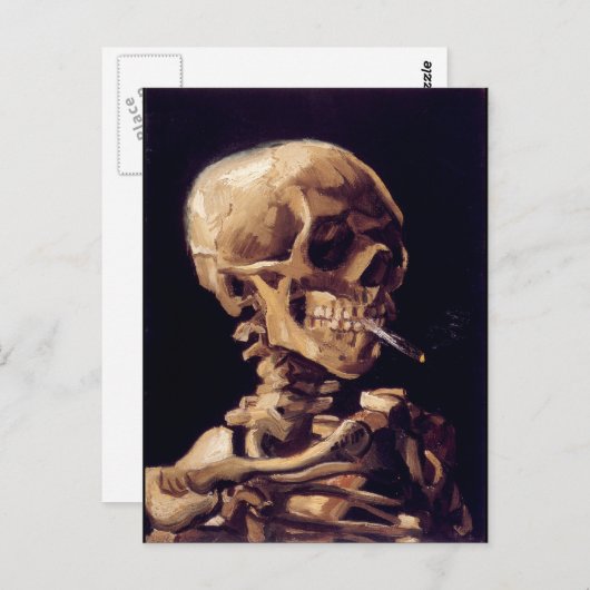 Skelet met brandende sigaret briefkaart (Voorkant / Achterkant)