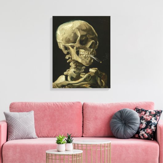 Skelet met brandende sigaret | Vincent van Gogh Canvas Afdruk (Insitu (Woonkamer))
