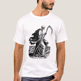 skelet met de zeis aan zee t-shirt
