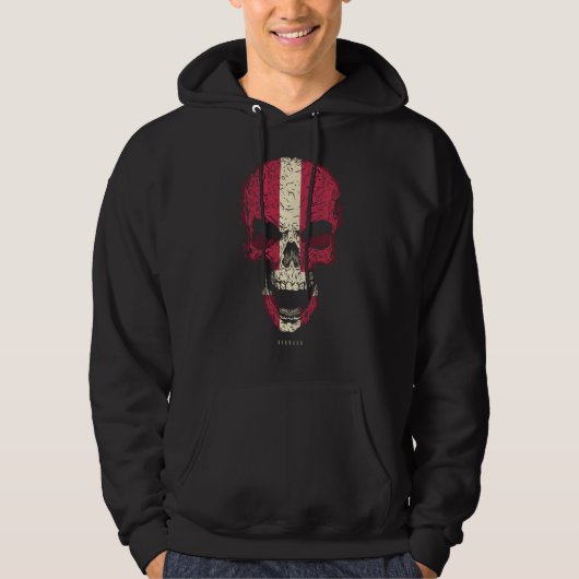 Skelet met Deense vlag Deense wortels Hoodie (Voorkant)