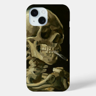 Skelet met een brandende sigaret   Van Gogh iPhone 15 Case