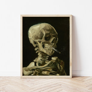 Skelet met een brandende sigaret   Van Gogh Poster