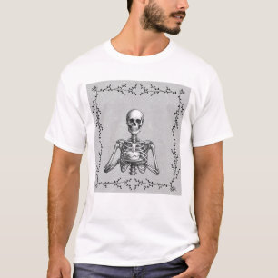 Skelet met een cake Grappige gotische grafische af T-shirt
