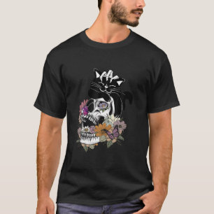  skelet met een Cat Floral Halloween Co T-shirt