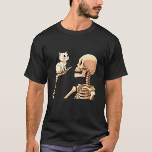 Skelet met een kat grappig Halloween kostuum Sku T-shirt