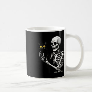 Skelet met een kat Schattige Black Cat Halloween C Koffiemok
