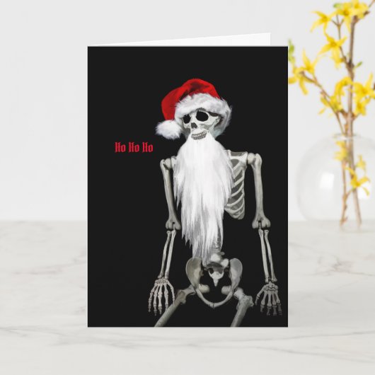 Skelet met een lange baard Kerst Kaart (Gele Bloem)